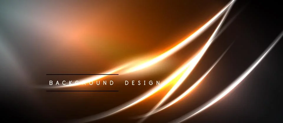 Abstract background features glowing lines, orange hues, dark shadows. Modern Stock Illustration