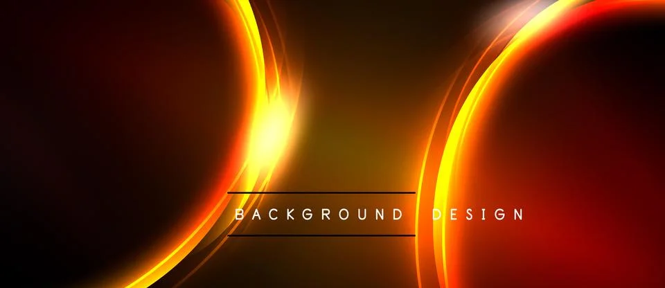 Abstract background features glowing orange curves, dark shades. Text reads Stock Illustration