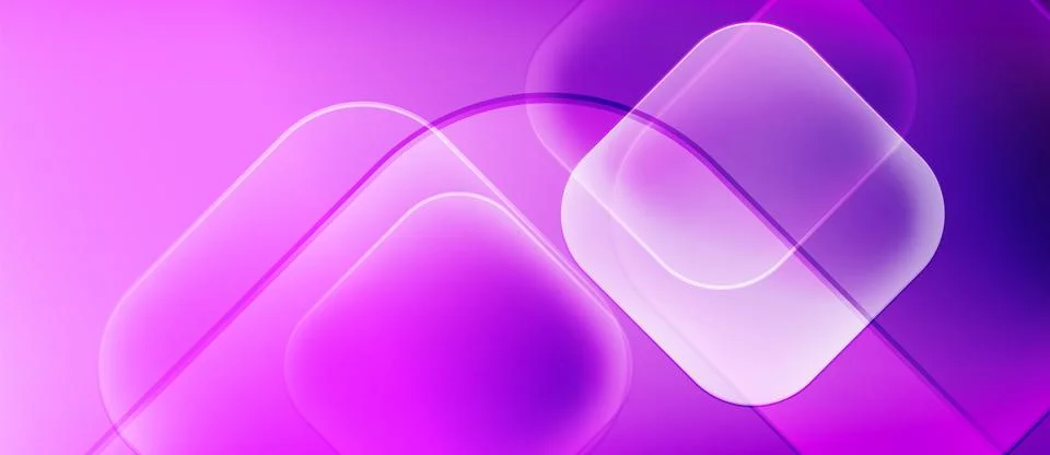 Abstract background features glowing rounded squares, gradients. Purple hues Illustrazione stock