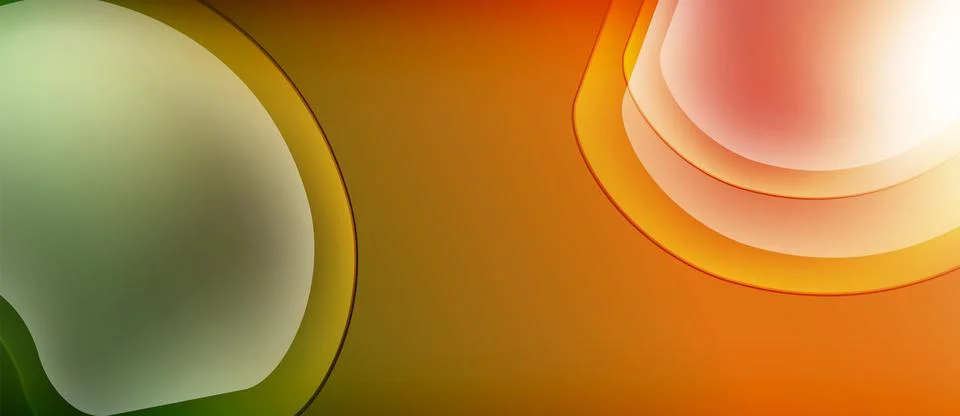 Abstract background features layered circles, gradients. Colors range from green 스톡 일러스트