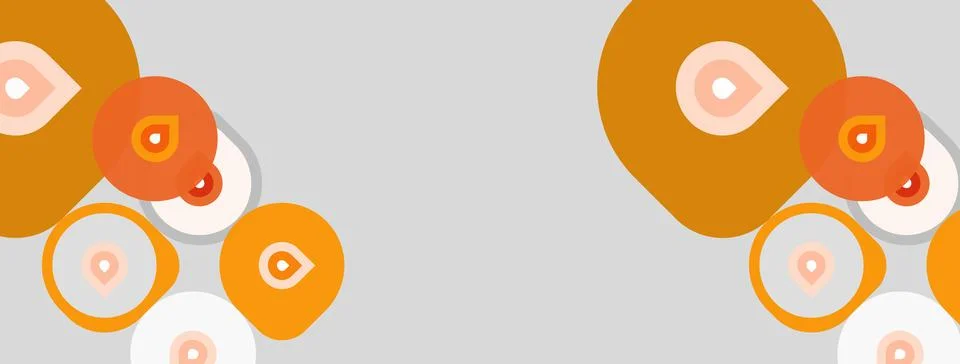 Abstract background features orange circles, varying sizes, light gray canvas Stock Illustration