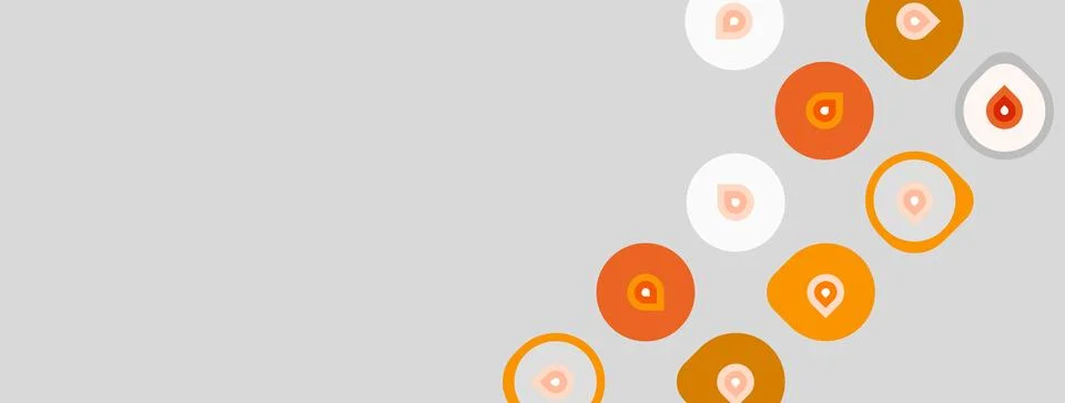 Abstract background features orange circles, varying sizes, light gray surfac イラスト素材