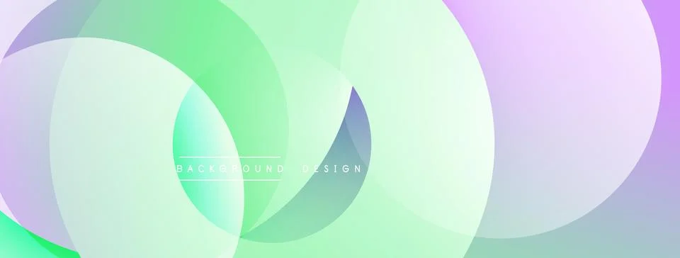 Abstract background features overlapping circles. Colors transition from green 스톡 일러스트