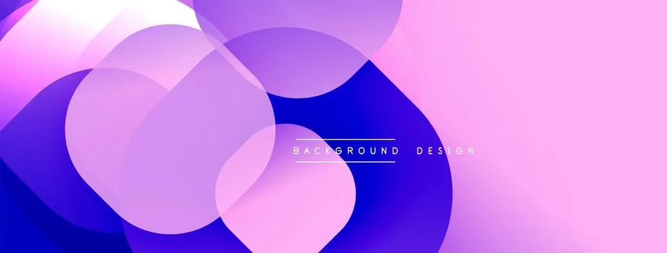 Abstract background features overlapping circles, gradients. Violet, pink hues 스톡 일러스트
