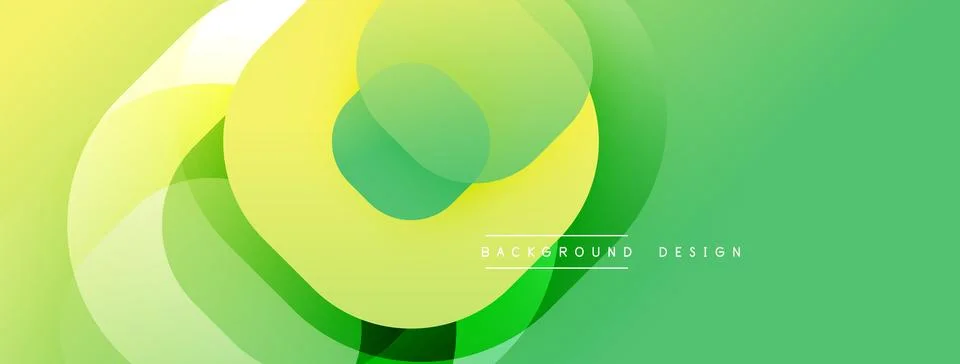 Abstract background features overlapping circles, gradients. Yellow, green hu 스톡 일러스트