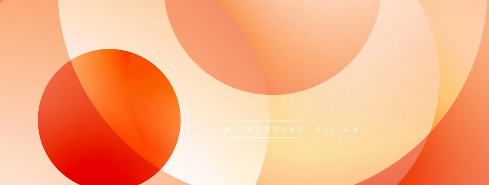 Abstract background features overlapping circles, gradients. Warm orange, pea 스톡 일러스트