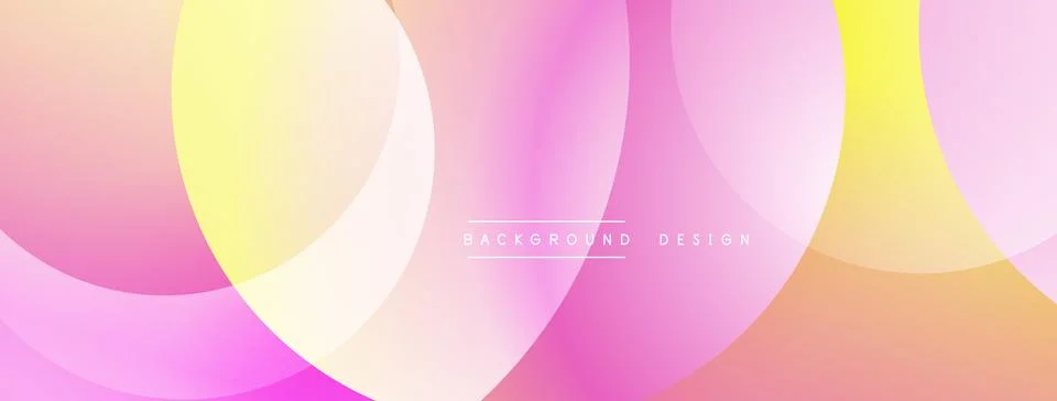 Abstract background features overlapping circles. Colors blend from pinks, 스톡 일러스트