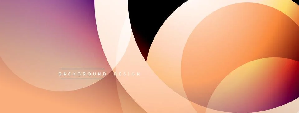 Abstract background features overlapping circles, gradients. Peach, purple hues 스톡 일러스트
