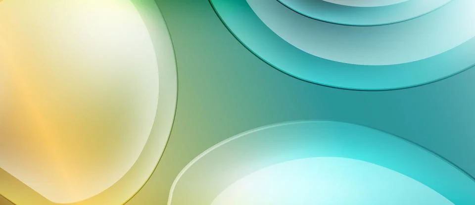 Abstract background features overlapping circles. Colors range from gold to teal 스톡 일러스트