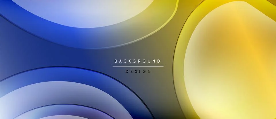 Abstract background features overlapping circles. Blue, yellow hues blend 스톡 일러스트