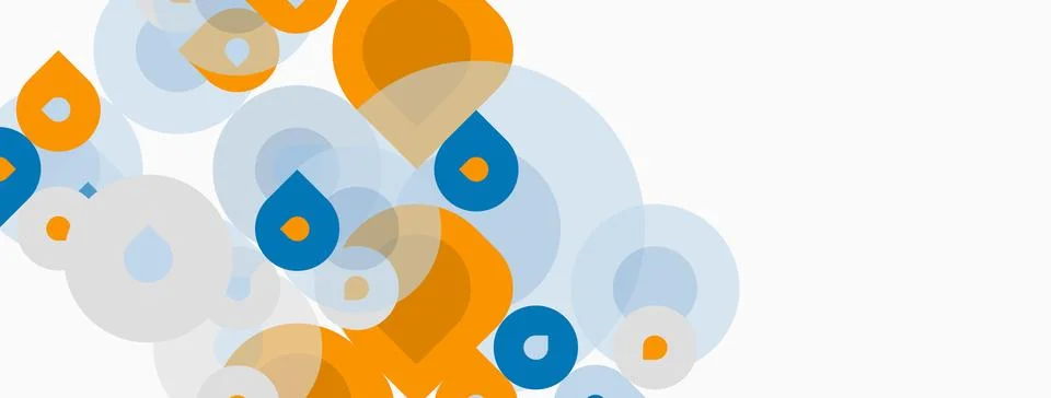 Abstract background features overlapping circles, orange, blue, pale yellow.. Stock Illustration