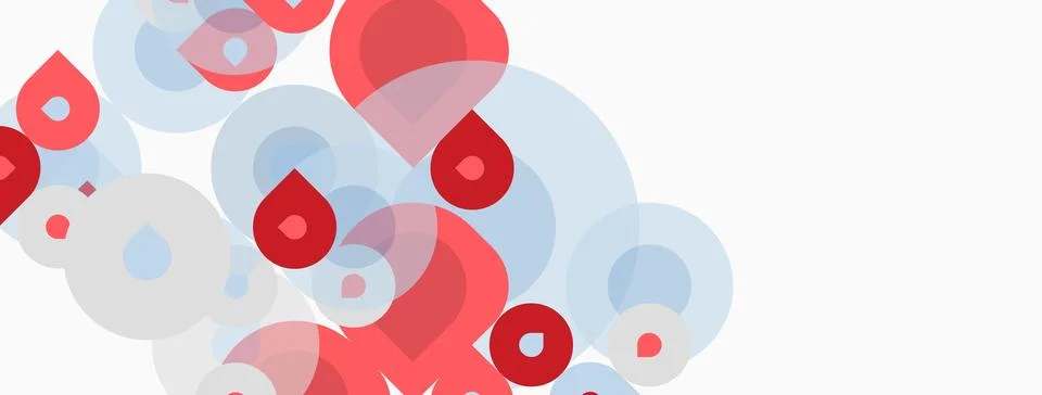 Abstract background features overlapping circles, red and light blue hues. Stock Illustration