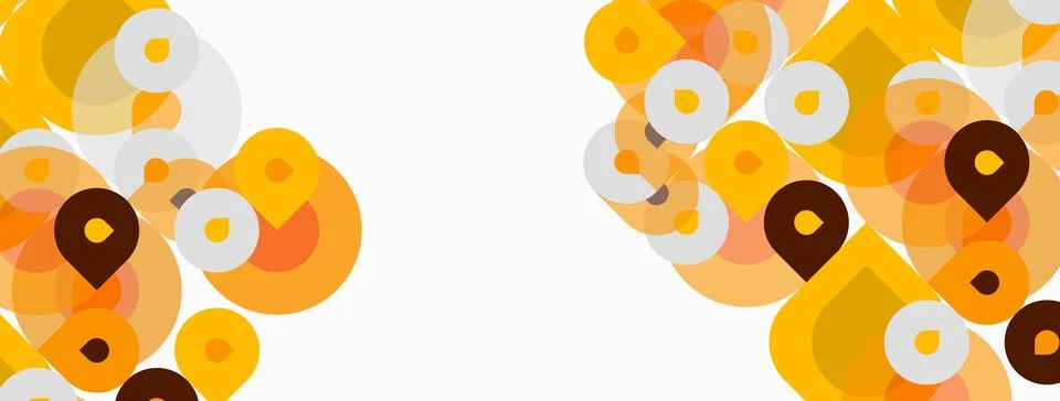 Abstract background features overlapping circles, varying shades orange, brow Stock Illustration