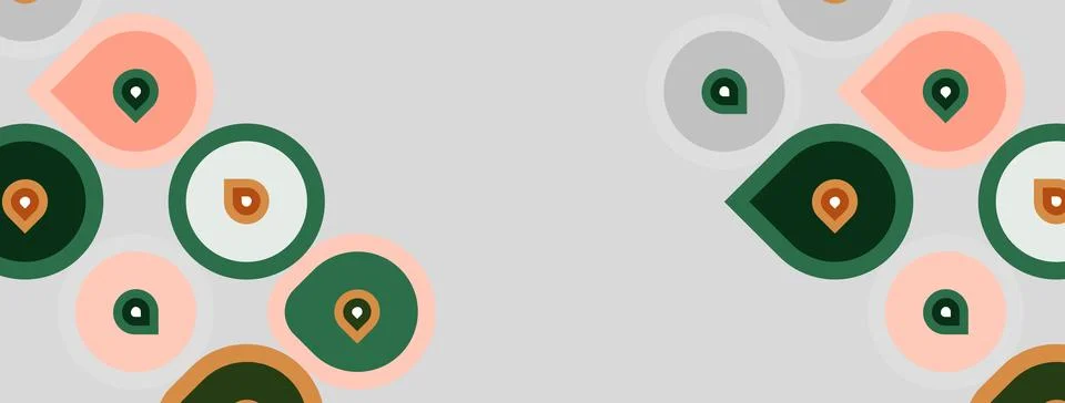 Abstract background features overlapping circles, peach tones, muted greens.. Stock Illustration