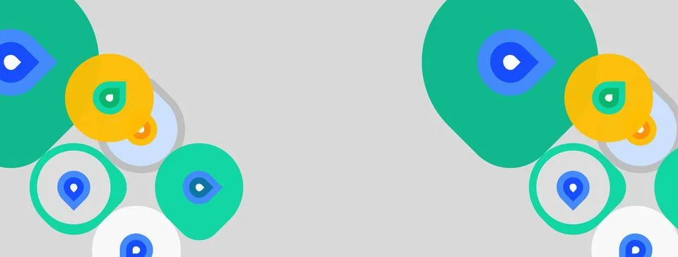 Abstract background features overlapping circles, varying sizes, colors. Teal Stock Illustration