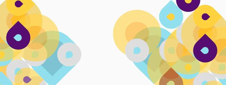 Abstract background features overlapping circles, teardrops. Colors include Stock Illustration