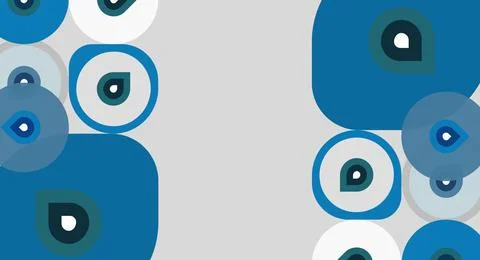 Abstract background features overlapping circles, varying shades blue, gray. Stock Illustration