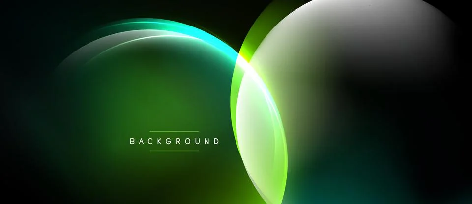 Abstract background features overlapping glowing circles. Green, white hues Stock Illustration