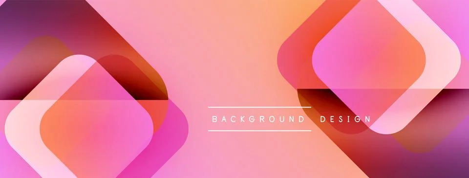 Abstract background features overlapping rounded squares. Gradient colors blend Stock Illustration