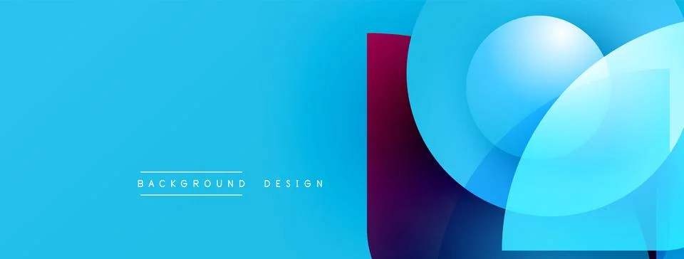 Abstract background features overlapping shapes, vibrant blue hues, plus Stock Illustration