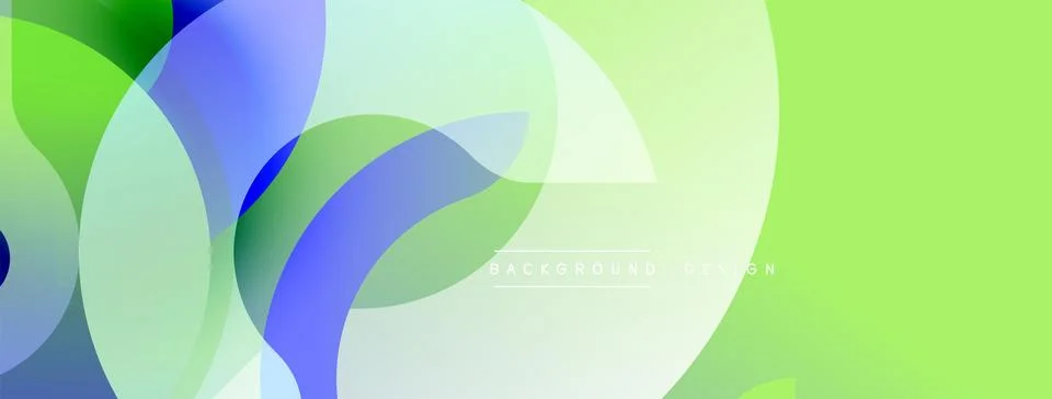 Abstract background features overlapping translucent circles. Green, blue hue Stock Illustration