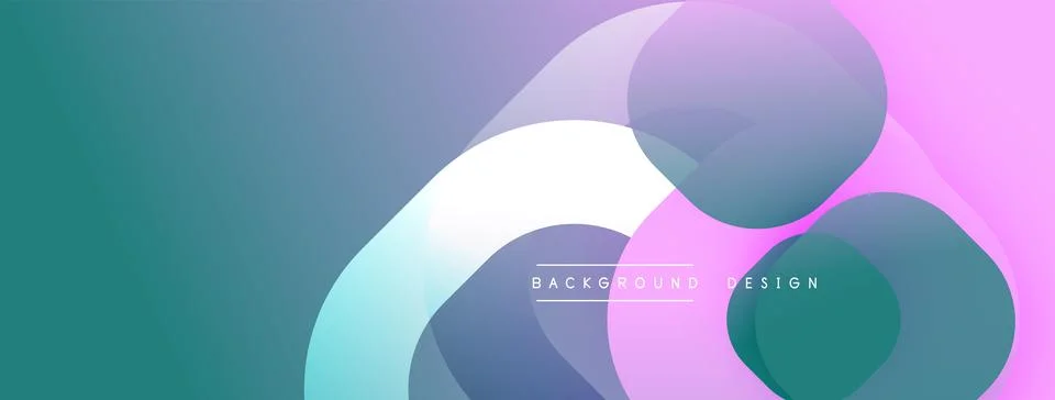 Abstract background features overlapping translucent circles. Colors transition Illustrazione stock