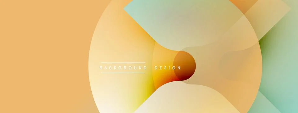 Abstract background features overlapping translucent circles. Warm peach, orange Illustrazione stock