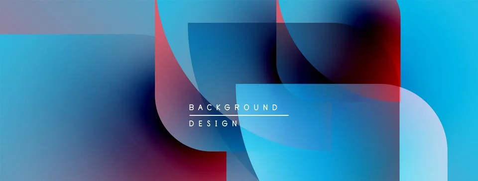 Abstract background features overlapping translucent shapes. Blue, red hues 스톡 일러스트