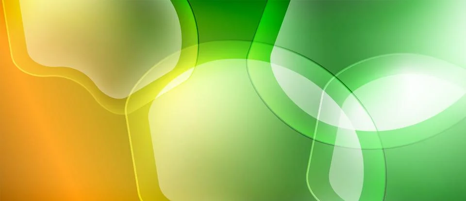 Abstract background features overlapping translucent shapes. Colors transition Stock Illustration