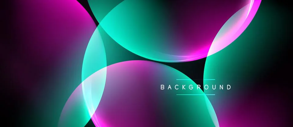 Abstract background features overlapping vibrant circles. Pink, teal hues ble Ilustración de archivo