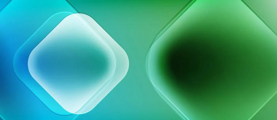 Abstract background features rounded squares, teal to green gradient. Soft glow イラスト素材