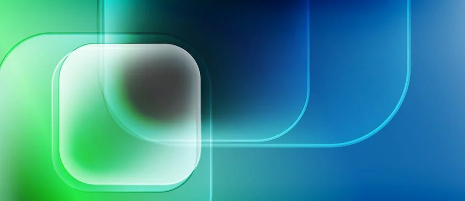 Abstract background features rounded squares, lines. Gradient transitions from Stock Illustration