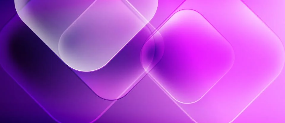 Abstract background features rounded squares, gradients, purple hues. Soft Stock Illustration
