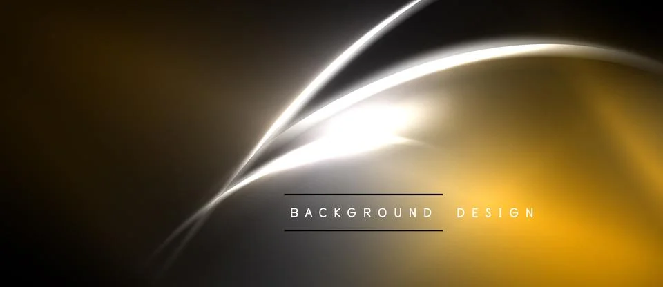 Abstract background features smooth curves, golden hues, silver highlights... Stock Illustration