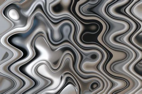 This abstract background features smooth, flowing chrome curves with a refl.. Stock Photos