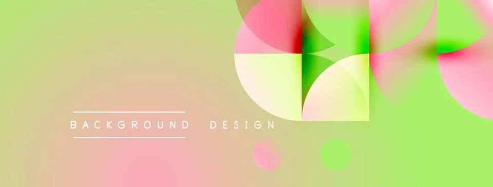 Abstract background features soft color gradients, geometric shapes, circles, Stock Illustration