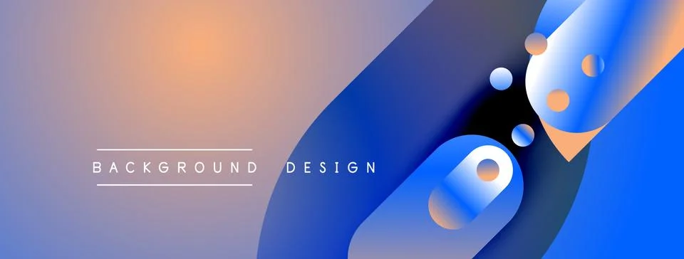 Abstract background features vibrant blue, orange gradients. Circular shapes Illustrazione stock
