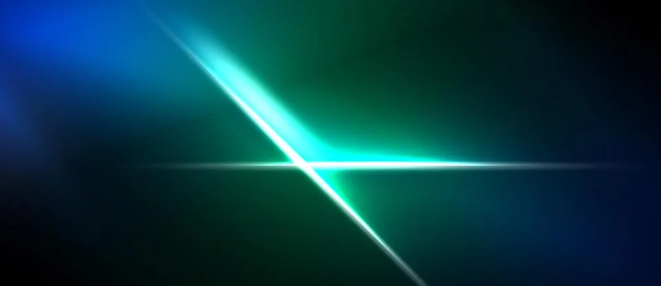 Abstract background features vibrant blue, green light streaks. Diagonal line イラスト素材