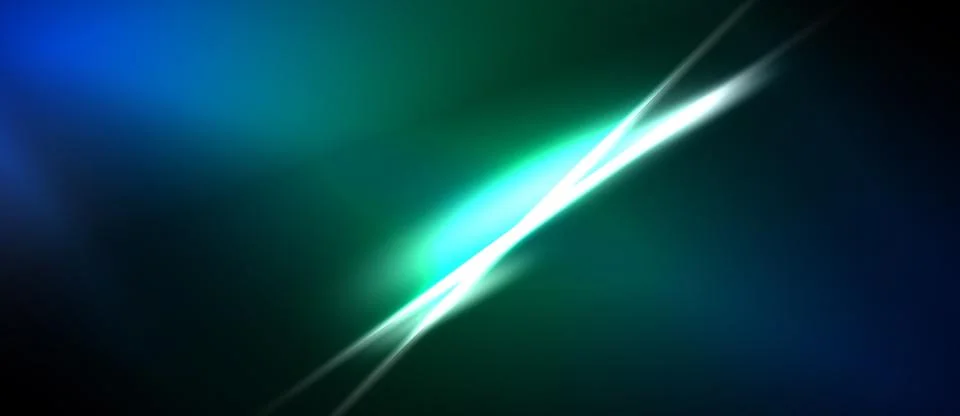 Abstract background features vibrant blue, green hues. Diagonal light streaks Stock Illustration