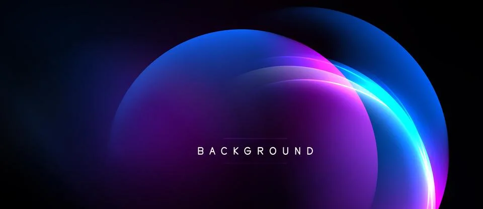 Abstract background features vibrant blue, purple, pink gradients. Circular Stock Illustration