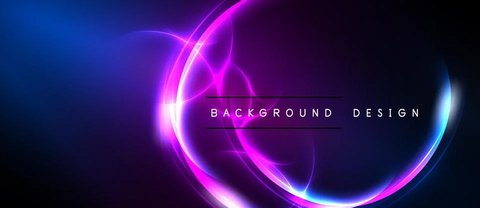 Abstract background features vibrant blue, purple light effects. Circular s.. Stock Illustration