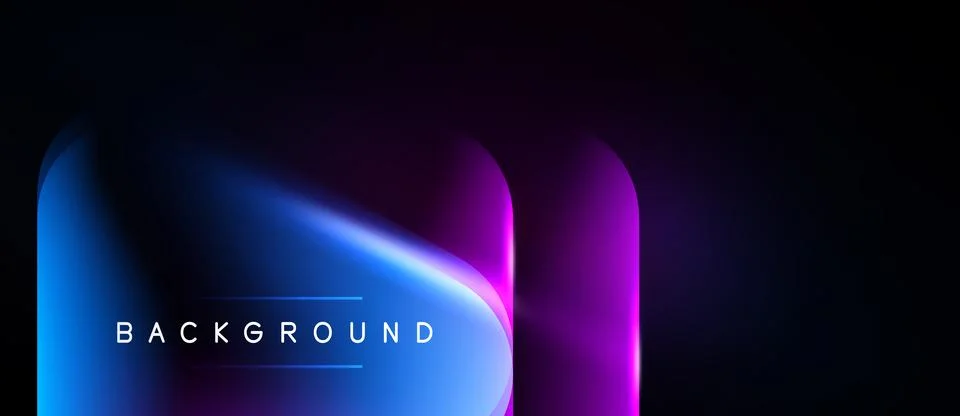 Abstract background features vibrant blue, purple gradients. Rounded rectangl Stock Illustration