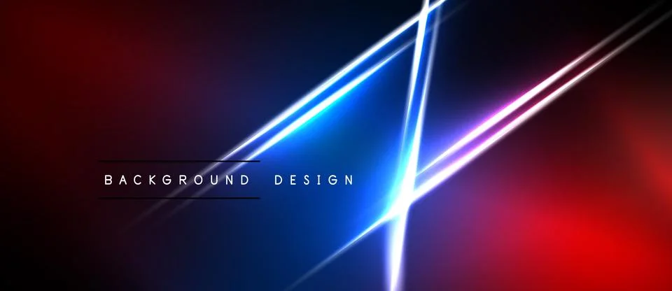 Abstract background features vibrant blue, red gradients. Diagonal lines crea Stock Illustration