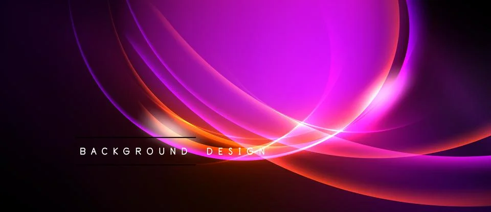 Abstract background features vibrant curves, gradients. Purple, orange hues Stock Illustration