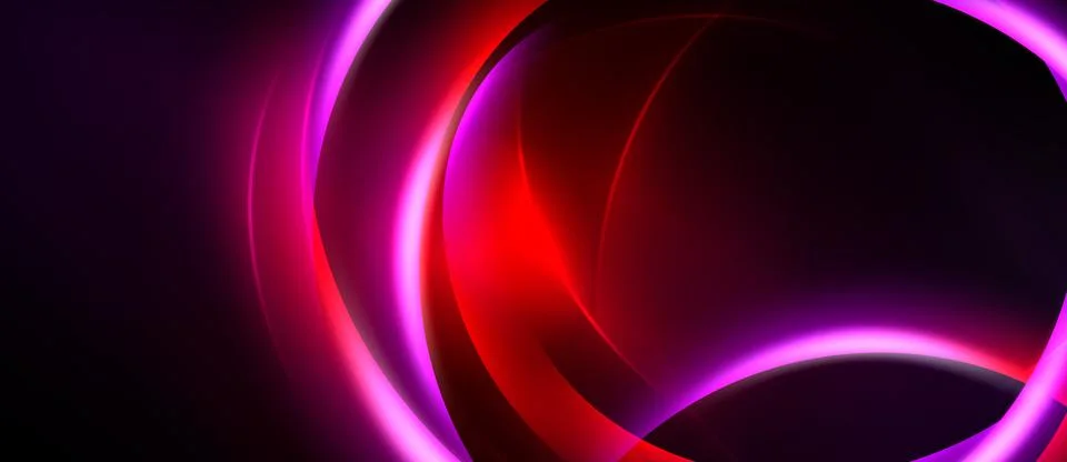 Abstract background features vibrant curves, gradients. Pink, red hues domina Stock Illustration