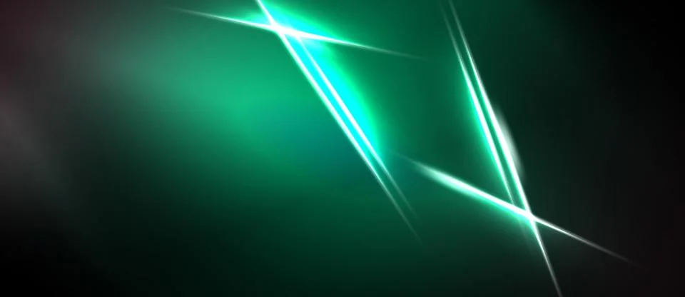 Abstract background features vibrant green lines, glowing effect. Dark shades Stock Illustration