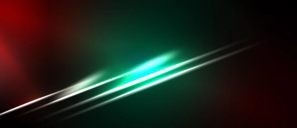 Abstract background features vibrant green, red gradients. Diagonal lines c.. Illustrazione stock