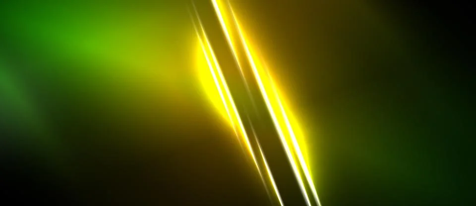 Abstract background features vibrant green, yellow gradients. Diagonal lines Stock Illustration