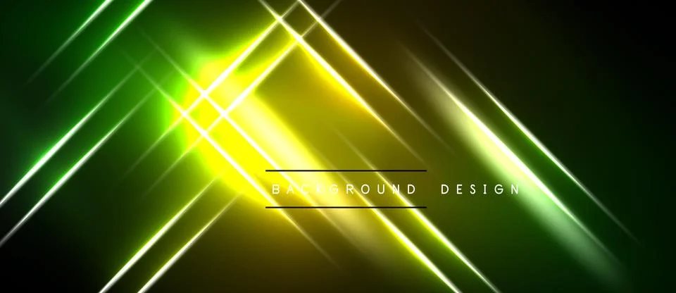 Abstract background features vibrant green, yellow lines. Diagonal streaks Stock Illustration