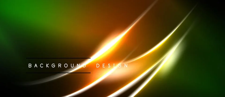 Abstract background features vibrant green, orange gradients. Dynamic lines Illustrazione stock